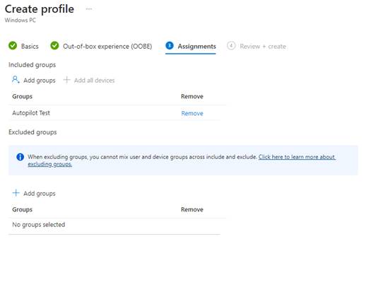 Windows Autopilot with Microsoft Intune - assignments