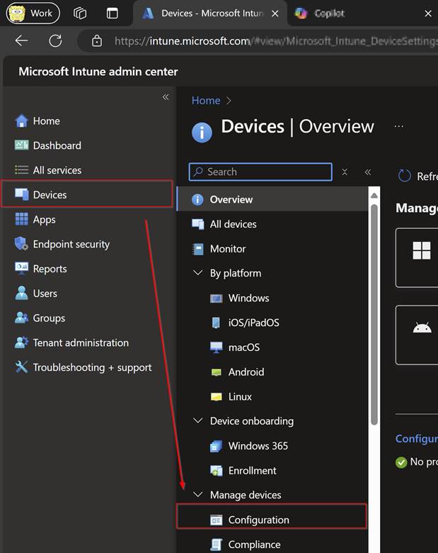 Intune - Devices - Configuration