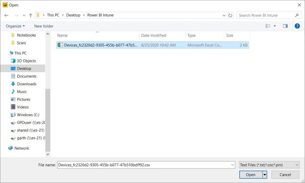 MEM Intune and Power BI - CSV File