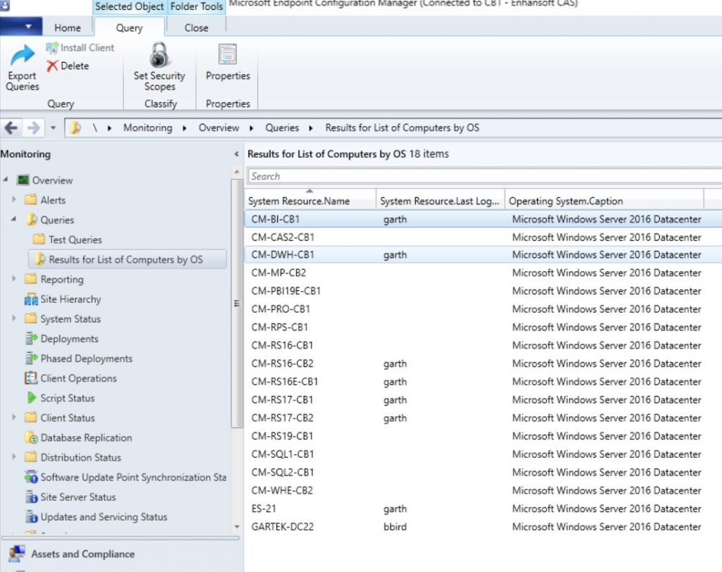 Prompted WQL Query - Windows Server 2016 Computers