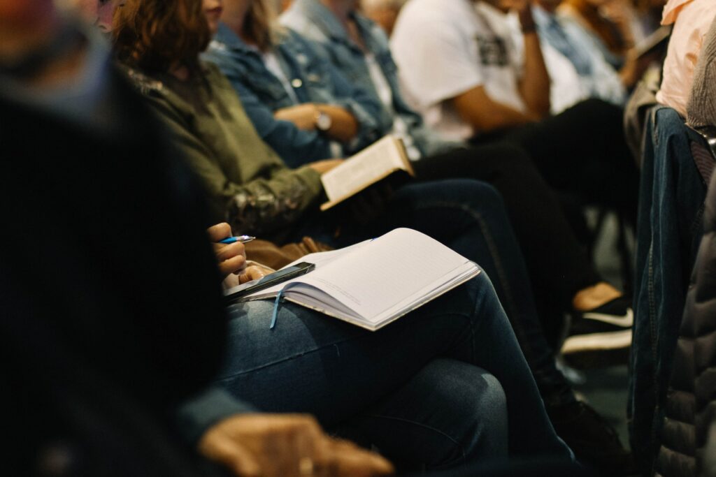 Attendees sitting at a Microsoft User Group