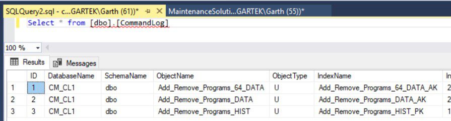 SQL Server Maintenance Solution - New Table