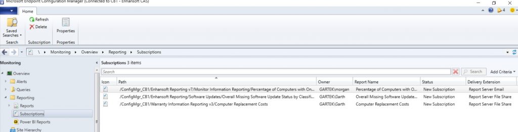 Windows File Share Subscription - Subscriptions Node