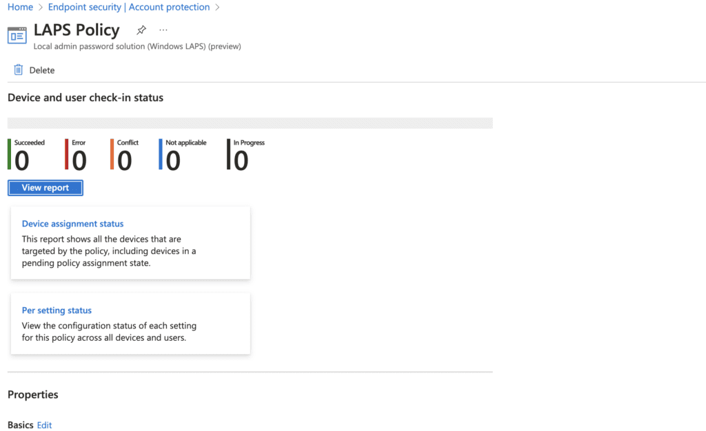 Windows LAPS in Entra ID - device and user check in status
