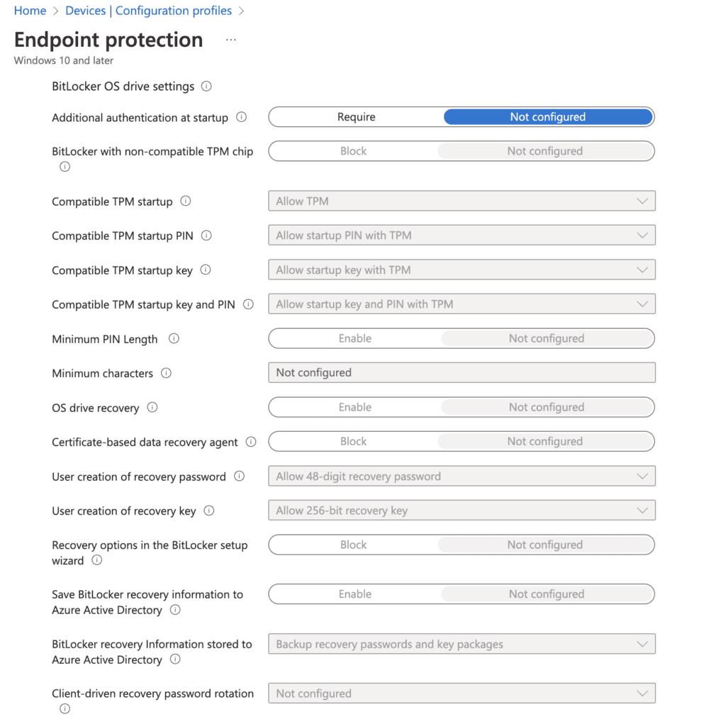 How to Configure BitLocker with Intune: Device Configuration Profile Method - endpoint protection