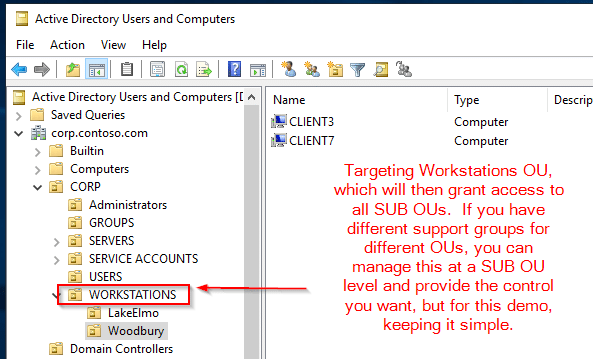 Target workstations OU