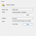 Specific Docking Station - Criterion Properties