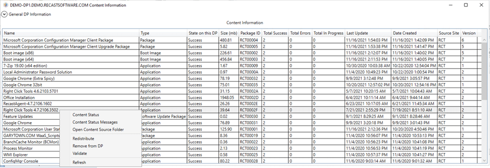 Remove content from distribution points - Content Information