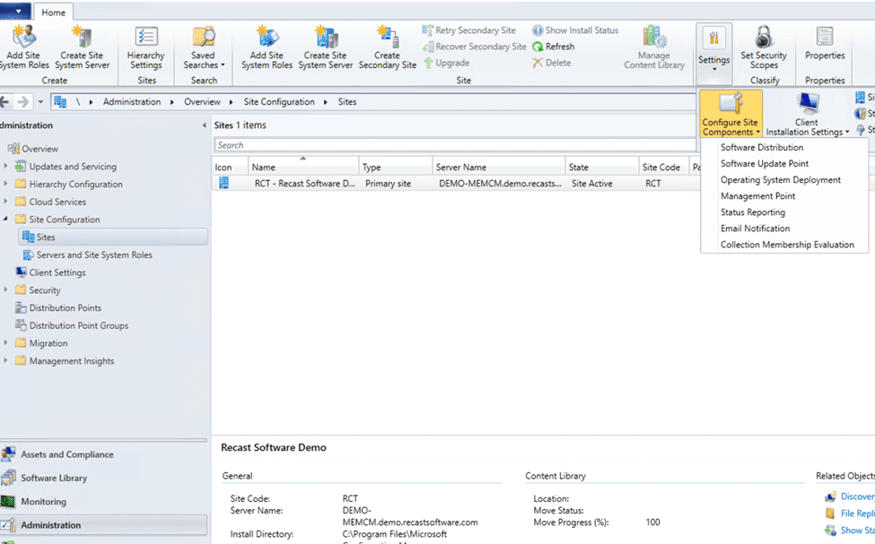 Configure Site Components