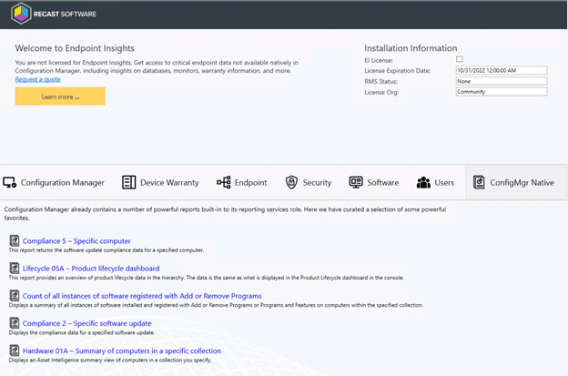 Right Click Tools 4.8 Community Edition - Endpoint Insights Dashboard