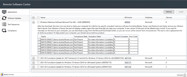 Remote Software Center - Manage Windows Updates