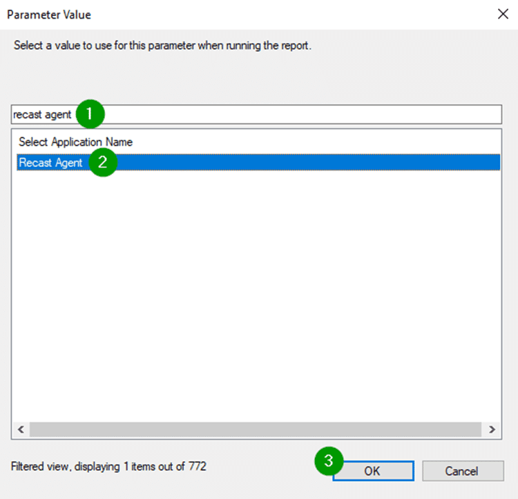 Parameter Value - Select Application Name