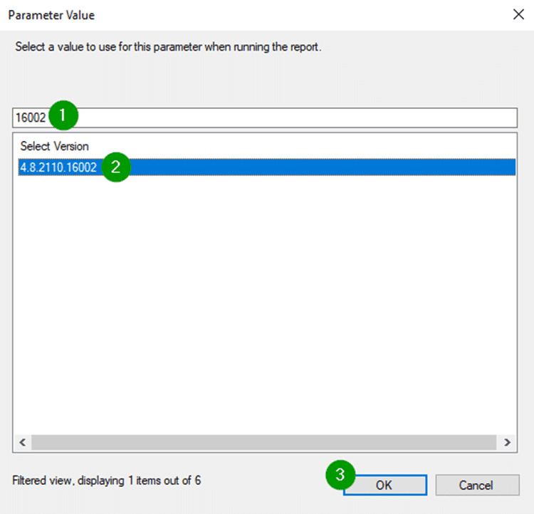 Parameter Value - Select Version