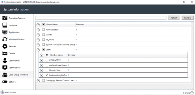 Endpoint Insights is Information - System Information