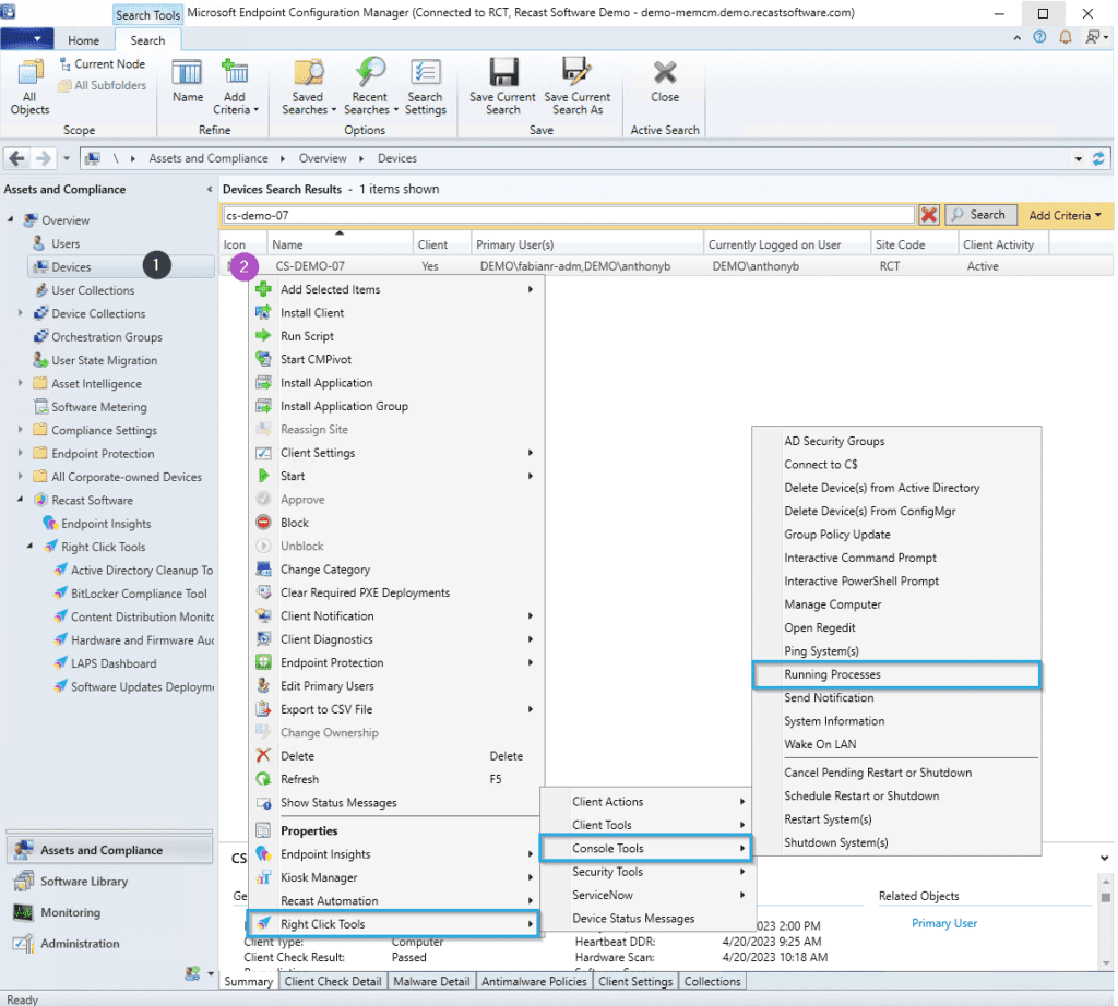 Clear Orphaned Cache and Kill a Running Process - Console Tools -> Running Processes