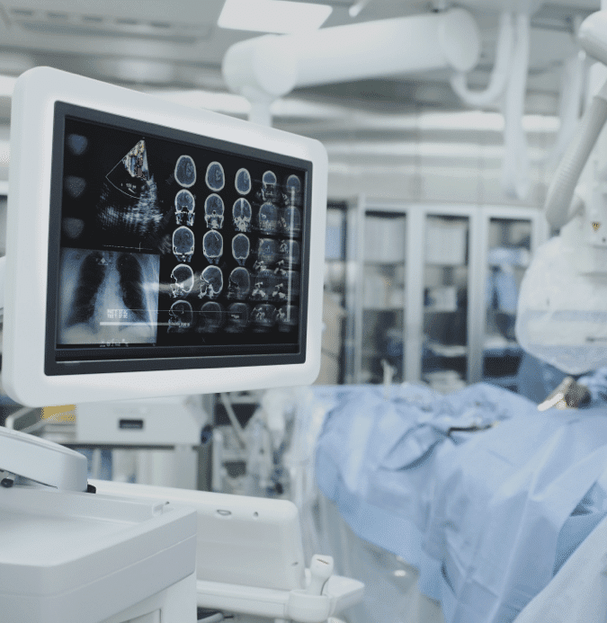 Medical equipment in a surgery room.