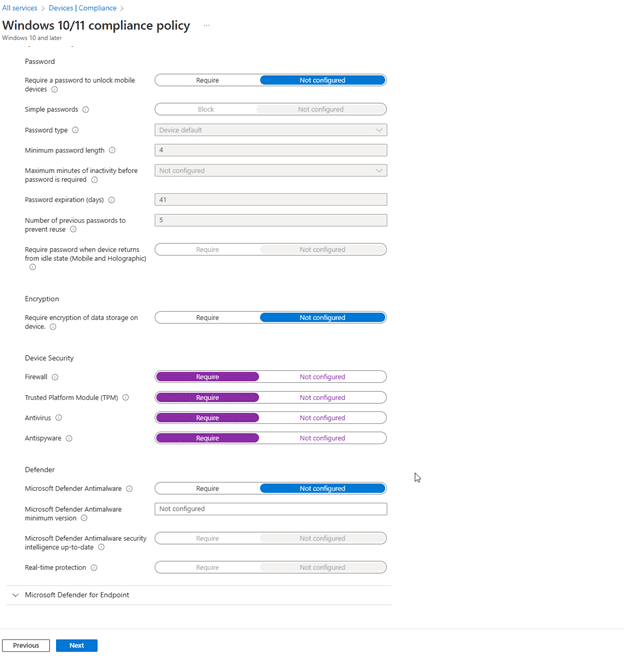 Compliance Baselines in Intune - more settings