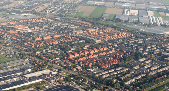 overhead view of a city