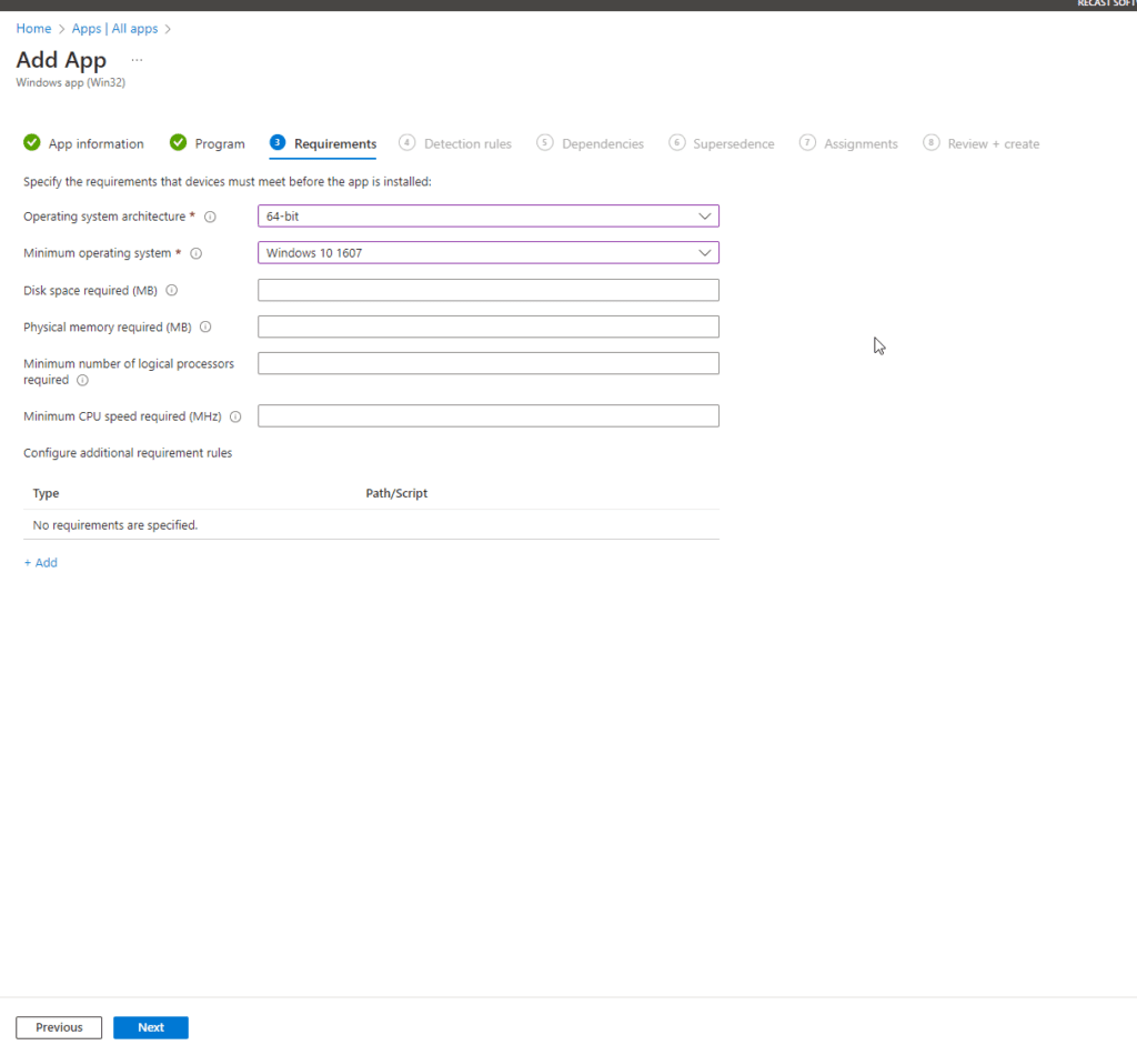 Win32 Requirements page